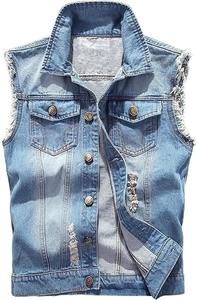 Chaleco vaquero de diseño único para hombre, talla grande para adultos, chaleco vaquero cómodo y transpirable para hombre - Product Image 3