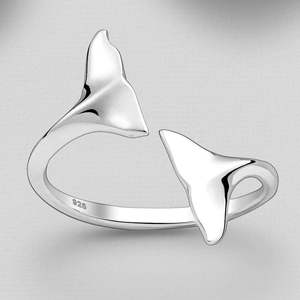 Anillo de cola de ballena ajustable de Plata de Ley 925, anillo de delfín inspirado en el océano para mujer, joyería de moda para regalo de fiesta de aniversario - Product Image 1