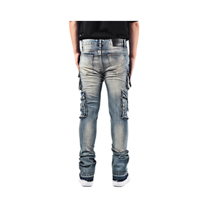 Custom Summer New Design <b>Men</b> <b>Flared</b> <b>Jeans</b> Patchwork Loose Hip Hop Denim Pants Washed <b>Jeans</b> - Product Image 6