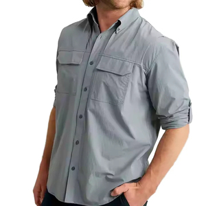 Chemise homme à manches longues, coupe-vent, légère, anti-UV, 100% polyester, fermeture boutonnée, avec logo personnalisé, pour le travail - Product Image 6