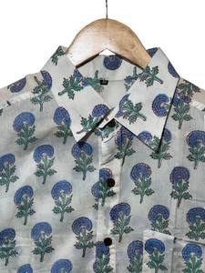 Chemise à manches longues pour homme en coton 100% de haute qualité, imprimée à la main avec des motifs floraux |   Directement de l'usine - Product Image 2