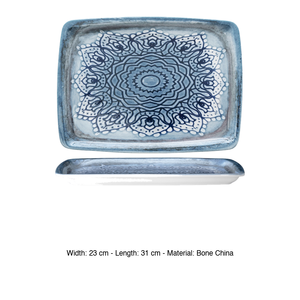 Bandeja Rectangular Gural Blue Voyage con Impresión Digital, Porcelana Nueva, 31 x 23 cm, Suministros para Restaurantes, Vajilla para Catering, Venta al por Mayor - Product Image 3