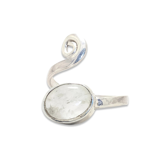 Precioso anillo de cuarzo de cristal clásico de Plata de Ley 925, diseñador en espiral de moda, joyería de ajuste inspirada en fiesta ecológica - Product Image 1