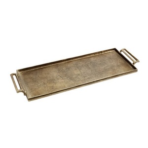 Plateau de service en acier inoxydable pour la maison Hôtel Restaurant Plateau de service en métal de haute qualité Forme rectangulaire Bordure perlée - Product Image 3