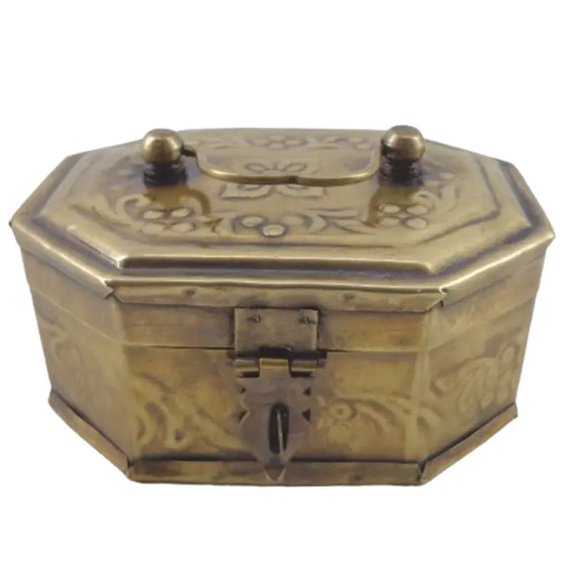 F26 Brass Cổ Mạ 7 Cm Hộp Bí Ẩn Hộp Lưu Trữ Thùng Nhẫn Kim Loại Thân Cây Hộp Gifting Trang Trí Lưu Trữ