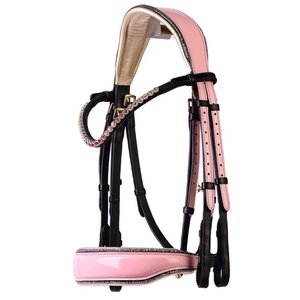 Brida de cuero genuino de Color negro atractivo con cristal decorativo Venta caliente Brida de cuero para montar a caballo - Product Image 6