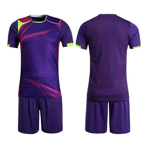 Men's Purple Soccer Jersey Set Short Sleeve Crew Neck Sublimated Moisture Wicking Breathable Quick Dry <b>Athletic</b> Fit - Product Image 1