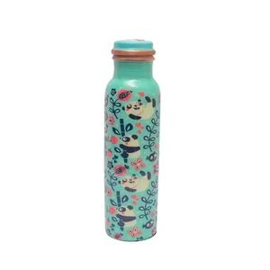 Botella de agua de cobre puro hecha a mano india de calidad superior esmalte impreso buenos beneficios para la salud venta al por mayor vasos de plástico - Product Image 3