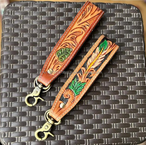 Nueva Llegada Mano Tooled Cuero Muñequera Llaveros En Relieve Estampado Floral Cuero Llaveros Tooled Accesorios de cuero Correas para llaves - Product Image 5