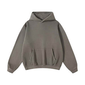 Vintage Oversize Heavy Cotton Fleece 80/20 French Terry Custom Pullover Acid Wash Distressed No <b>String</b> Hoodie Winter - Product Image 5