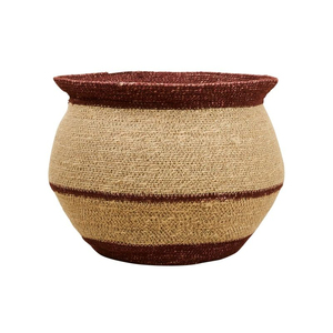 Cesta de Almacenamiento Tejida a Mano de Seagrass Gris con Forma Redonda, Cesta Multiusos para Lavandería y Sala de Estar - Product Image 3
