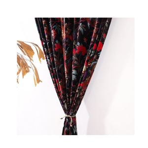 Meilleur prix rideau de fenêtre en velours Boho couleur noire rideau de fenêtre imprimé floral à vendre par les exportateurs indiens - Product Image 3