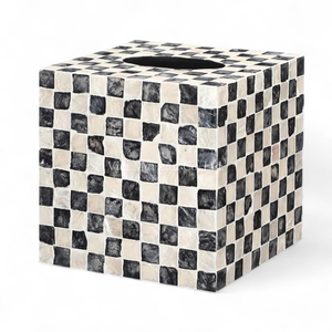 Boîte à mouchoirs en nacre en gros, faite à la main, écologique, incrustation de coquillages naturels, décoration de luxe - Product Image 2