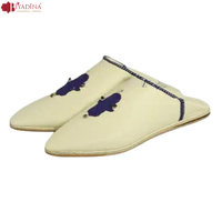 Babouches marocaines de haute qualité, blanches, pour femmes, fabriquées à la main, en cuir véritable, antidérapantes, tendance, légères et confortables