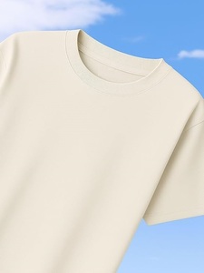 T-shirt pour hommes en coton épais super lourd 300gsm épais surdimensionné T-shirt à épaules tombantes col rond Boxy Fit t-shirts chemise respirante - Product Image 2
