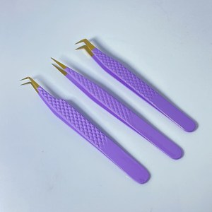 Pinzas para pestañas de acero inoxidable de calidad fina, pinzas para pestañas rectas y curvas, suministros para extensiones de pestañas - Product Image 3