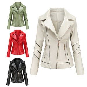 Chaqueta de color sólido con costuras y cremallera de pie de cuero para mujer, chalecos para mujer, chaqueta vaquera ligera - Product Image 5