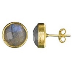 Boucles d'oreilles rondes en argent Sterling 925 avec pierres précieuses Labradorite, nouvel arrivage - Product Image 1