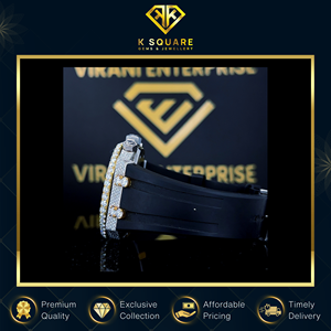 Montre tendance au design luxueux, automatique, à mouvement à quartz, résistante à l'eau, analogique, avec diamants en moissanite, bracelet en silicone, unisexe - Product Image 2