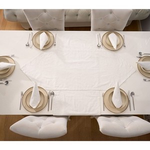 Juego de camino de mesa blanco 100% algodón de 2 piezas con patrón de flores 1 camino triangular 50x150cm y 1 camino rectangular 50x150cm - Product Image 3