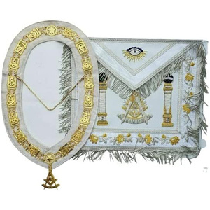 Master Mason Regalia Navy <b>Apron</b> Kit Bullion Embroidered Full Dress Masonic <b>Apron</b> with Tassels - Product Image 2