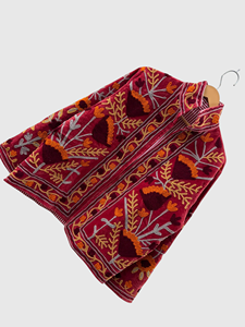 Veste en velours à col mandarin, motif floral brodé à la main, manches longues, vêtement d'automne pour adulte, fermeture éclair, style Prairie Chic - Product Image 3