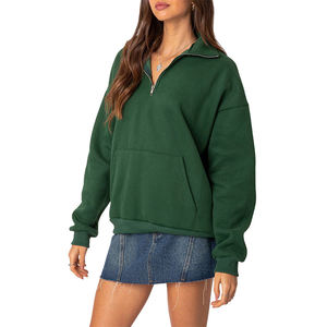 Sudadera de alta calidad con cuello a la moda, sudadera informal de algodón verde de manga larga, logotipo personalizado, sudaderas con capucha con hombros caídos para Otoño/Invierno - Product Image 1