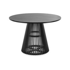 Mesa redonda de madera maciza japonesa de teca, mesa de comedor de madera negra contemporánea para el hogar, comedor, restaurante, hoteles, interior - Product Image 2