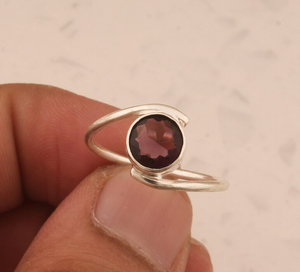 Anillo de Plata de Ley 925 hecho a mano, piedra preciosa de cuarzo amatista, regalo sólido de moda para hombres y mujeres - Product Image 1