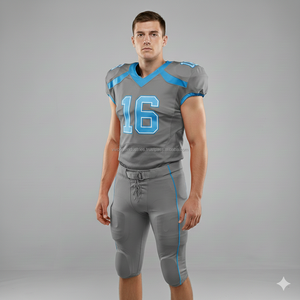 Uniformes de football américain en gros, design personnalisé, 100% polyester, spandex, sublimation, broderie en twill, short respirant - Product Image 5