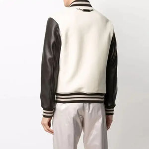 Manteau en daim brodé Color Block Varsity Jacket Patchwork Blouson en laine et cuir à manches pour hommes - Product Image 2