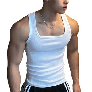 Camisetas sin mangas de algodón 100% transpirables de punto personalizadas para hombre para gimnasio y correr - Product Image 6