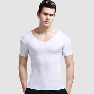 Camiseta de Cuello en V para Hombre, 100% Algodón, Estilo Formal Simple, 160GSM 200GSM, Ligera, Informal, Básica, Suministro al por Mayor para Gimnasio - Product Image 3