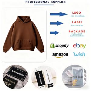 Personalizado de peso pesado Hip Hop Color sólido de gran tamaño Sudaderas con capucha de moda de ajuste suelto grueso pesado diseño liso Sudadera con capucha Premium - Product Image 6