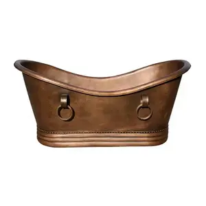 อ่างอาบน้ำทองแดงแท้ดีไซน์หรูหราสำหรับแช่ตัวเพื่อสุขภาพได้ประโยชน์จากรุ่นโลหะอินเดีย - Product Image 4
