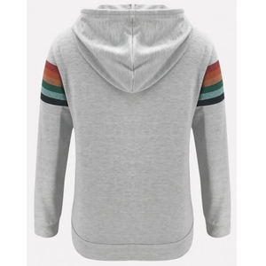 Women's Contrast Color <b>Block</b> Design Hoodie Loose Long Sleeve Plus Size Autumn Season-Washed and Embroidered - Product Image 2