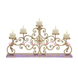 Soporte decorativo de latón para velas 3-Batti con estética brillante perfecto para regalar en fiestas espirituales y tradicionales - Product Image 3