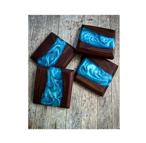 ที่รองแก้ววอลนัทอีพ็อกซี่ทำมือหรูหราทนทานและเป็นมิตรกับสิ่งแวดล้อมสำหรับการตกแต่งบ้านและคาเฟ่ที่หรูหรา - Product Image 6