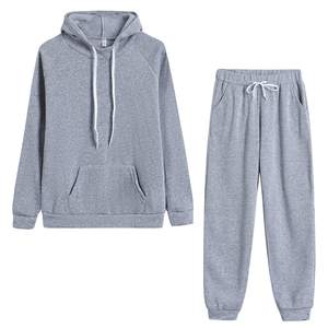 New Customized 100% Cotton Fleece Tracksuit 2 Pieces Set Pullover Hoodies <b>Pants</b> Sport Suit Winter Warm Sweatshirt Suit For Men - Product Image 2