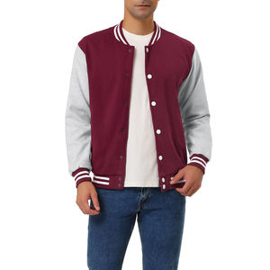 OEM Custom Made <b>Men's</b> Baseball <b>Jacket</b> Wool Material <b>Long</b> Sleeve Button Winter Stand Collar Breathable Windproof Sportswear - Product Image 6