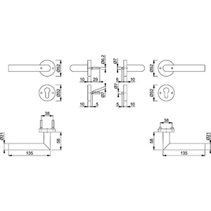 ชุดอุปกรณ์ป้องกันไฟไหม้อะลูมิเนียม Amsterdam FS-1400/42H/42HS สำหรับประตูหนา 45-65 มม. PZ DIN ซ้าย/ขวา มือจับประตูหน้าต่าง HOPPE - Product Image 3
