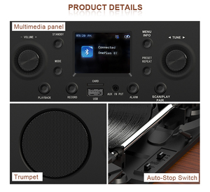 <span class=keywords><strong>Bluetooth</strong></span> thoa đài phát thanh Turntable Player với LCD hiển thị và ba Vinyl Player xách tay loa Player Sản phẩm mới với FM Đài phát thanh - Product Image 6