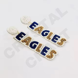 Christmas <b>Tree</b> Beaded Earrings for Women Patriotic Memorial Day Orange White Blue Colour Fabric Material - Product Image 4