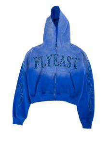 Fabricant de vêtements sur mesure, vente en gros, sweat à capuche zippé en coton 100% avec patchs appliqués effet usé, lavage à l'acide, grande taille, sweat à capuche pour homme - Product Image 2