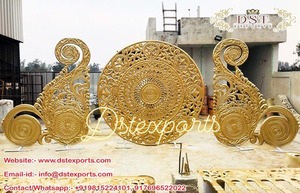 กรอบกลมสไตล์ดั้งเดิมสำหรับตกแต่งเวทีสไตล์อินเดียกรอบหลังสำหรับงานแต่งงานราชวงศ์กรอบกลมสีทอง - Product Image 5