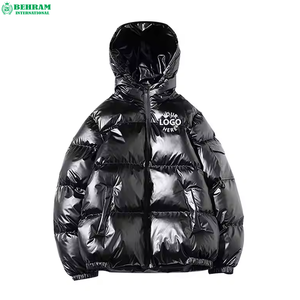 2024 Top Hot Selling Behram International Winter Warm Windproof Shiny Puffer <b>Jacket</b> High Street Style <b>Packable</b> for Men - Product Image 2
