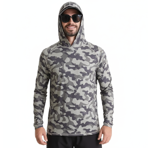 Vêtement de pêche unisexe à manches longues avec capuche, respirant, à séchage rapide, sublimé, UPF 50, performance, couleur unie, vente en gros - Product Image 1