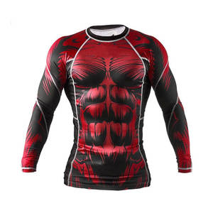 Usine en gros personnalisé Rash Guard à manches longues MMA BJJ Compression chemise d'entraînement Gym sublimé combat porter des engins - Product Image 3