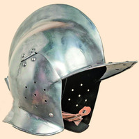 Casco BURGONET, Réplica de Casco Borgundo Hecho a Mano con Metal Cortado a Troquel y Esmalte Incrustado, para Reenactaciones Históricas y Coleccionistas