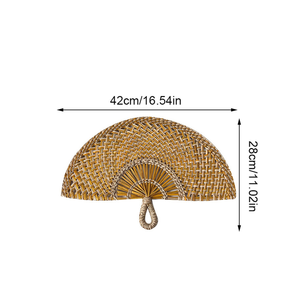 2024 ventilateur mural en jonc de mer rustique vente chaude ferme Boho cintre en bois charmant jonc de mer tenture murale décor avec fleur Art mur - Product Image 3